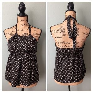 Betsey Johnson size 2 brown polka dot halter top!